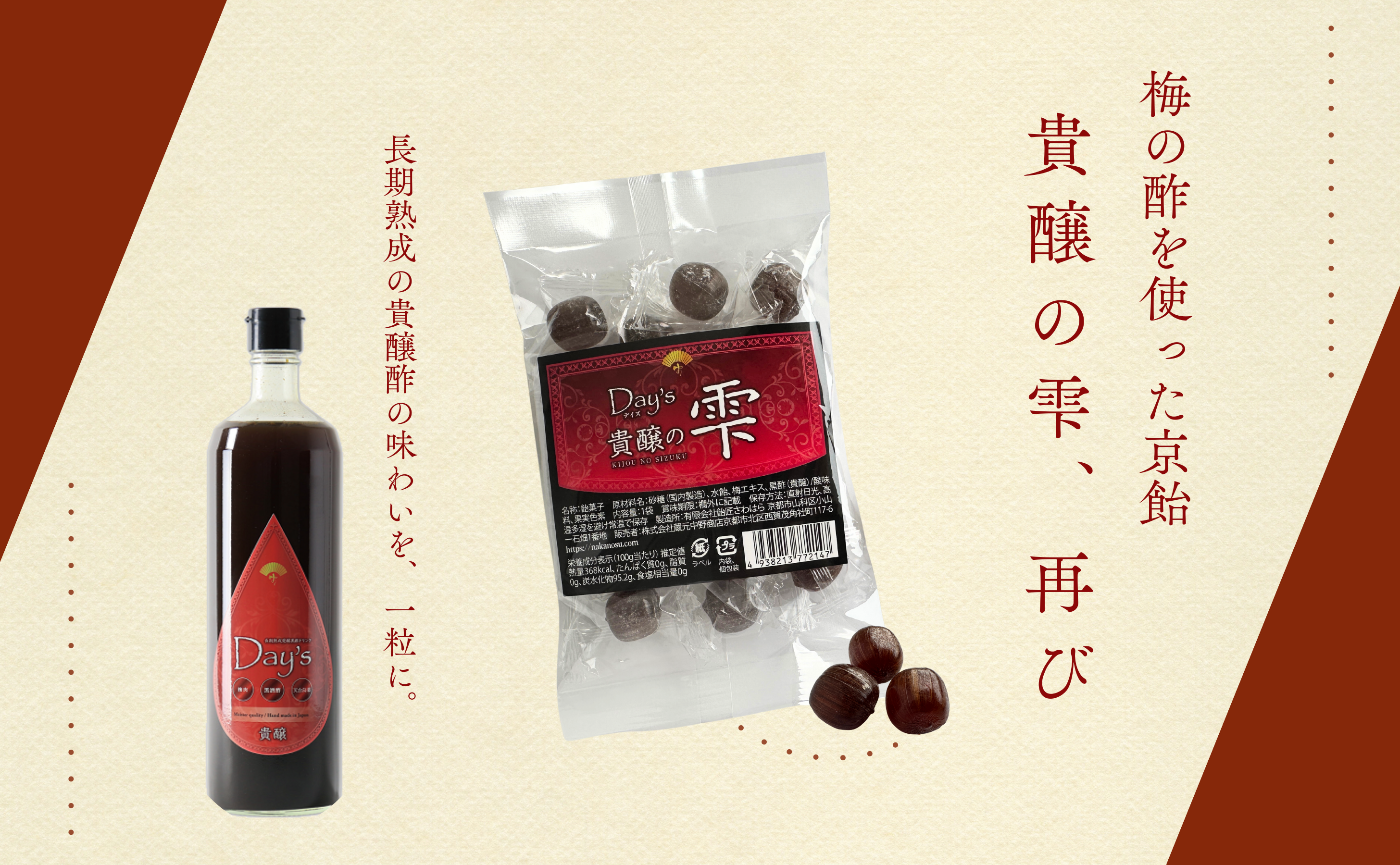 長期熟成の貴醸酢の味わいを、一粒に。